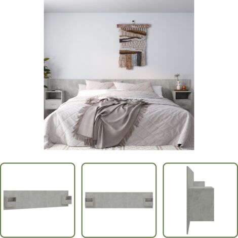 Mesitas de noche -  Cabecero de cama con mesitas madera contrachapada gris hormigón