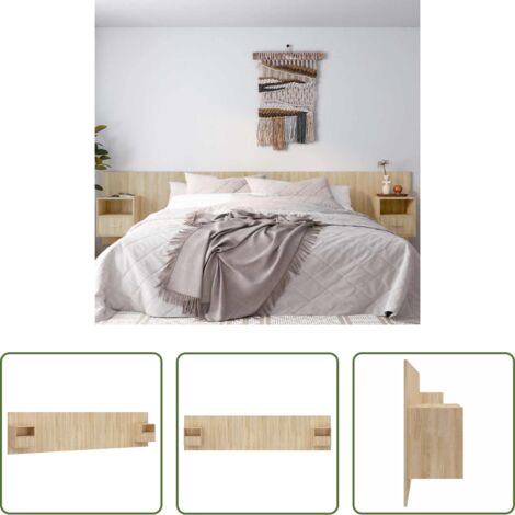 Mesitas de noche -  Cabecero de cama con mesitas madera contrachapada roble Sonoma