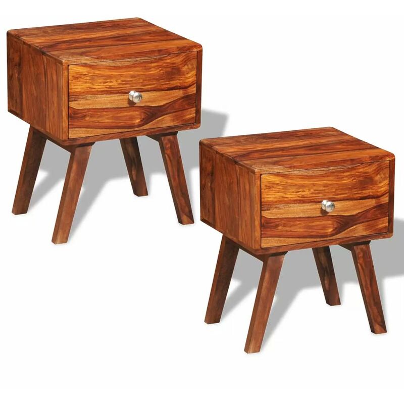 

Mesitas de noche con 1 cajon de madera de sheesham 2 uds 55 cm