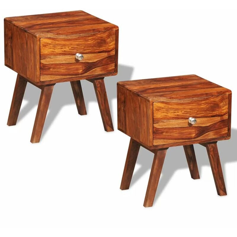

Mesitas de noche con 1 cajón de madera de sheesham 2 uds 55 cm