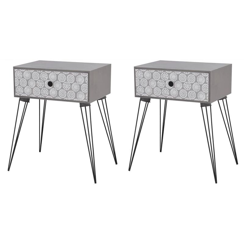 

Mesitas de noche con cajón 2 unidades gris