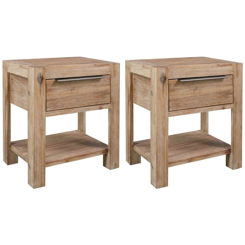 

Mesitas de noche con cajones 2 uds 40x30x48cm madera de acacia
