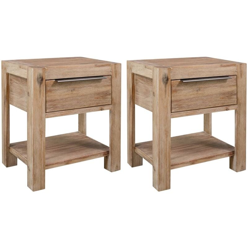 

Mesitas de noche con cajones 2 uds 40x30x48cm madera de acacia - Marrón