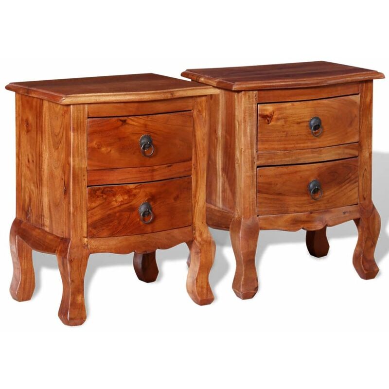 

Mesitas de noche con cajones 2 uds madera maciza de acacia