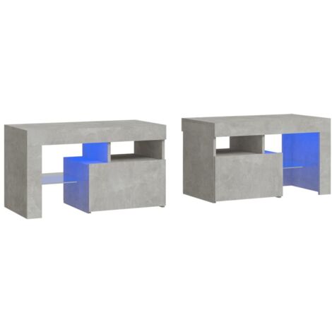 Mesitas de noche con luces LED 2 uds gris hormigón 70x36,5x40cm vidaXL