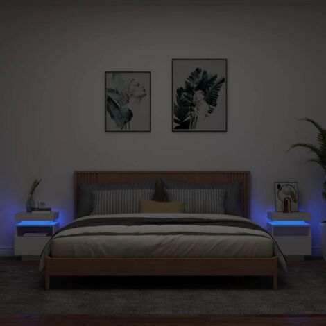 Mesitas de noche con luces LED 2 unidades  40x39x48,5 cm