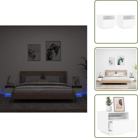 Mesitas de noche con luces - vidaXL Mesitas de noche con luces LED 2 unidades blanco 40x39x37 cm - Mesitas de noche modernas