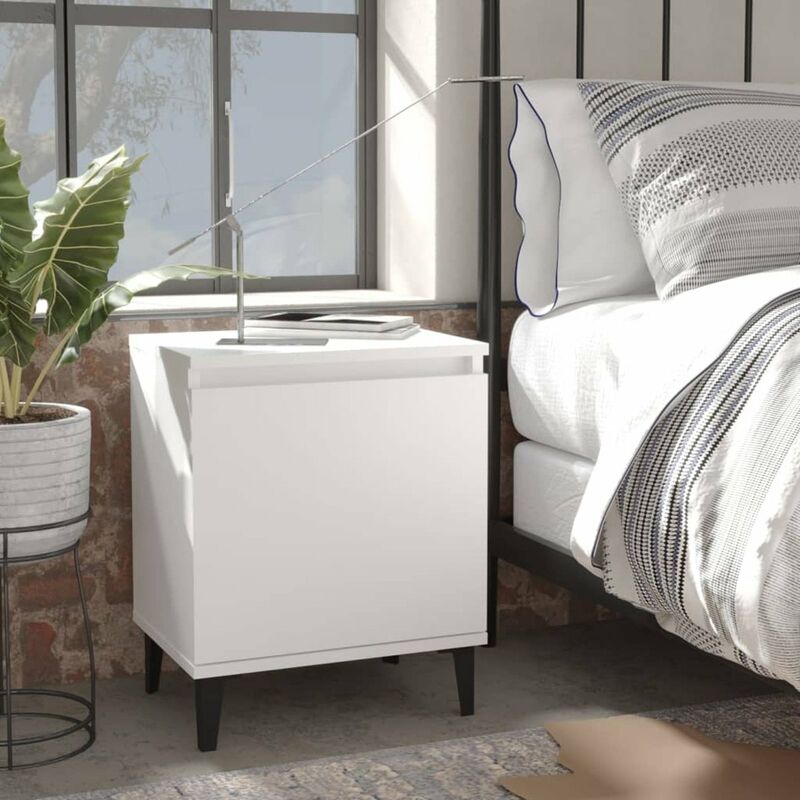 

Mesitas de noche con patas de metal 2 uds blanco 40x30x50 cm