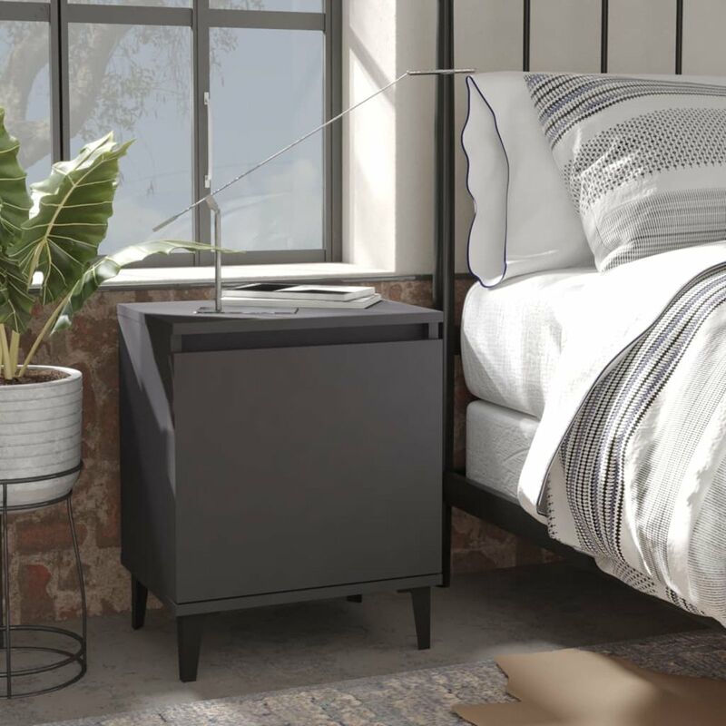 

Mesitas de noche con patas de metal 2 uds gris 40x30x50 cm