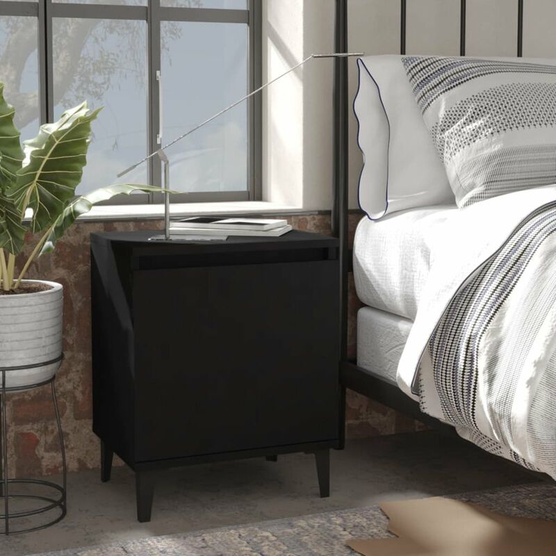 

Mesitas de noche con patas de metal 2 uds negro 40x30x50 cm