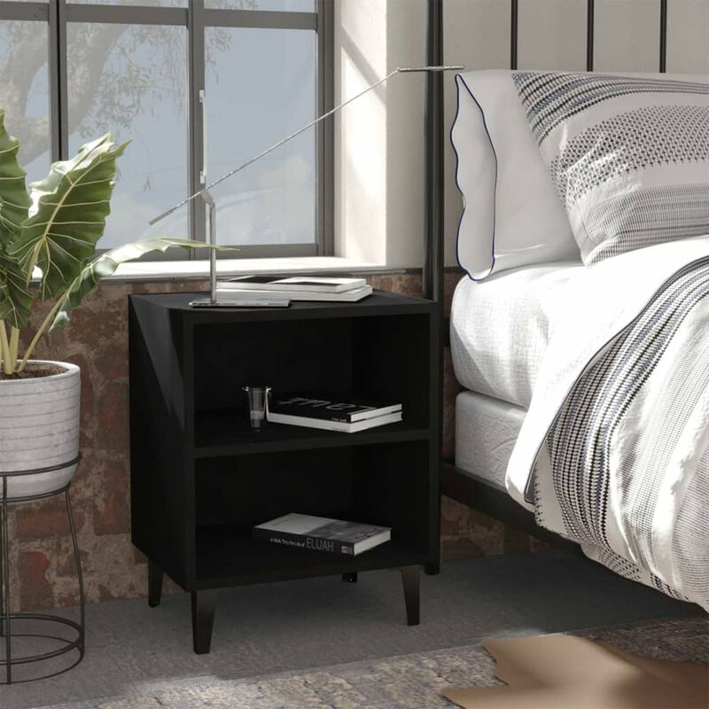 

Happyshopping - Mesitas de noche con patas de metal 2 uds negro 40x30x50 cm