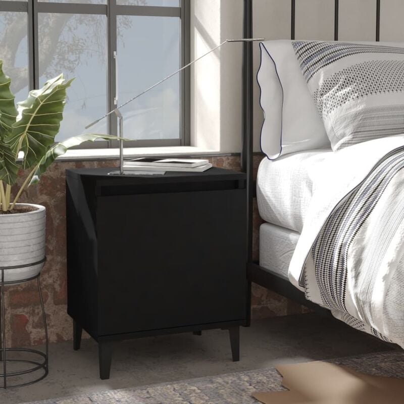 

Mesitas de noche con patas de metal 2 uds negro 40x30x50 cm