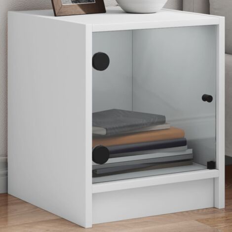 Mesitas de noche con puertas de vidrio 2 uds  35x37x42 cm