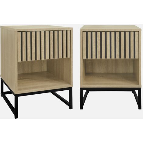 Mesitas de noche contemporáneas con 1 cajón, set de 2