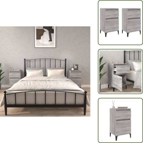 Mesitas de noche de madera - vidaXL Mesitas de noche 2 uds color gris Sonoma 40x35x70 cm - Mesitas de noche con almacenamiento