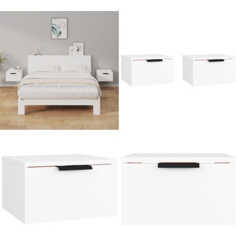 Mesitas de noche de pared 2 uds blanco 34x30x20 cm - Mesita de pared - Mesita de noche de pared