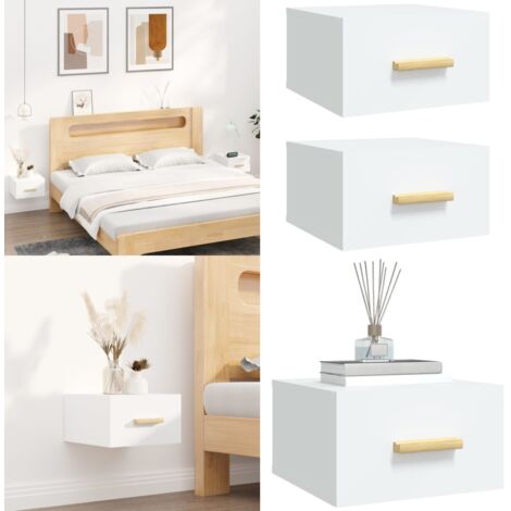 Mesitas de noche de pared 2 uds blanco 35x35x20 cm - Mesita de pared - Mesita de noche de pared