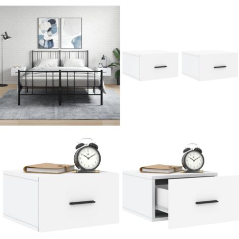Mesitas de noche de pared 2 uds blanco 35x35x20 cm - Mesita de pared - Mesita de noche de pared