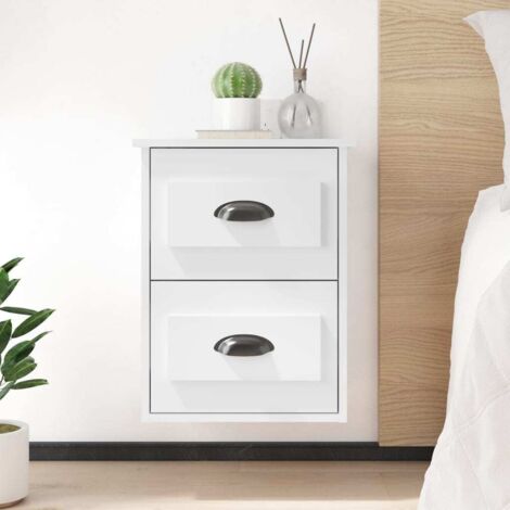 Mesitas de noche de pared 2 uds  brillante 41,5x36x53 cm