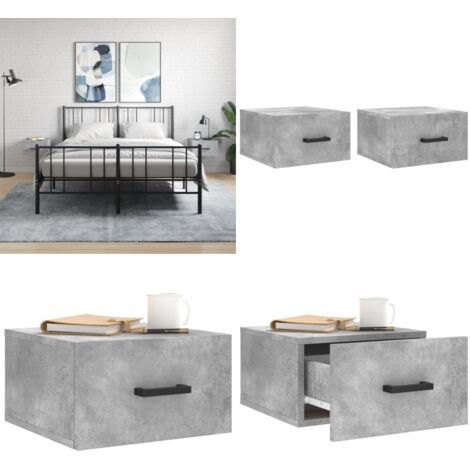 Mesitas de noche de pared 2 uds color gris hormigón 35x35x20 cm - Mesita de pared - Mesita de noche de pared