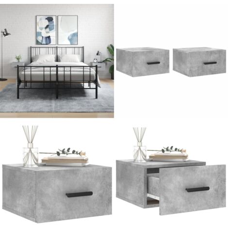Mesitas de noche de pared 2 uds color gris hormigón 35x35x20 cm - Mesita de pared - Mesita de noche de pared