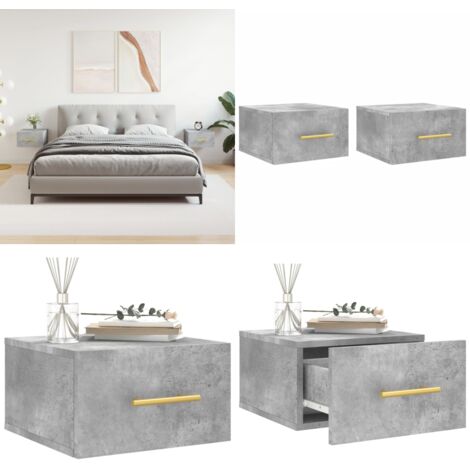 Mesitas de noche de pared 2 uds color gris hormigón 35x35x20 cm - Mesita de pared - Mesita de noche de pared