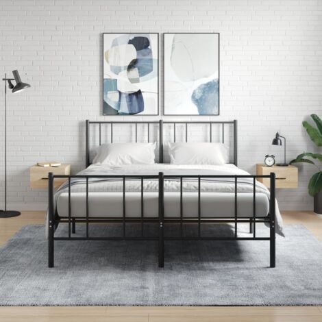 Mesitas de noche de pared 2 uds color roble  35x35x20 cm