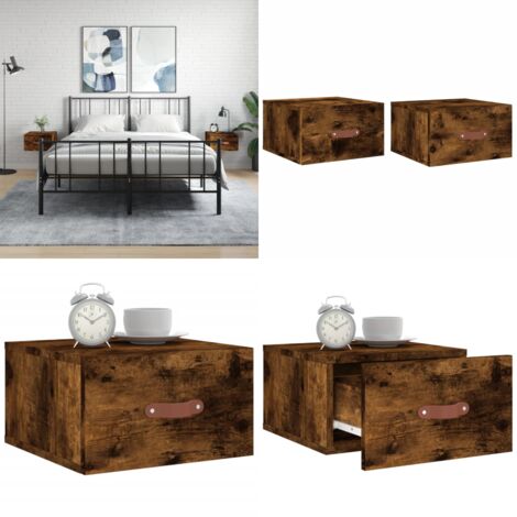 Mesitas de noche de pared 2 uds color roble ahumado 35x35x20 cm - Mesita de pared - Mesita auxiliar