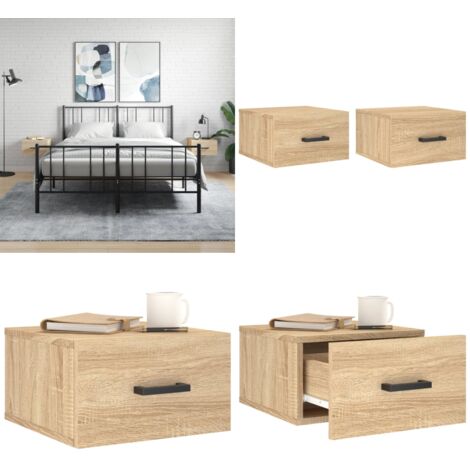 Mesitas de noche de pared 2 uds color roble Sonoma 35x35x20 cm - Mesita de pared - Mesita de noche de madera