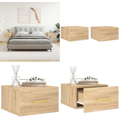 Mesitas de noche de pared 2 uds color roble Sonoma 35x35x20 cm - Mesita de pared - Mesita de noche de madera