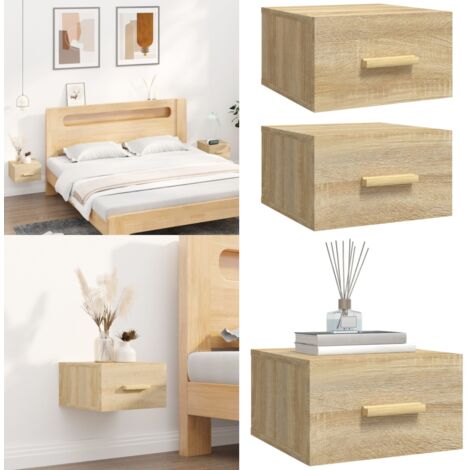 Mesitas de noche de pared 2 uds color roble Sonoma 35x35x20 cm - Mesita de pared - Mesita de noche de pared