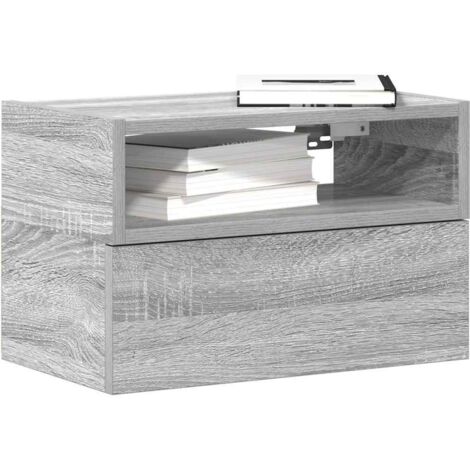Mesitas de noche de pared 2 uds gris  45x26x28,5 cm