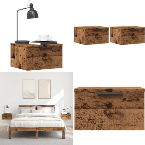 Mesitas de noche de pared 2 uds madera envejecida 34x30x20 cm - Mesita de pared - Almacenamiento