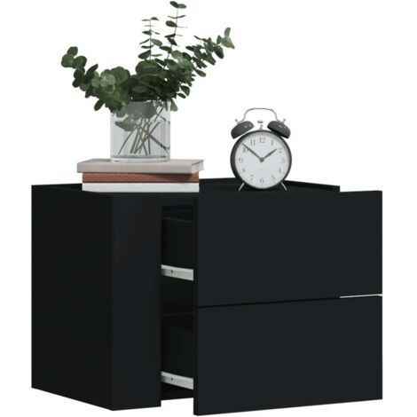 Mesitas de noche de pared 2 unidades negra 45x30x35 cm