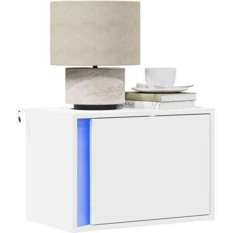 Mesitas de noche de pared con luces LED 2 unidades