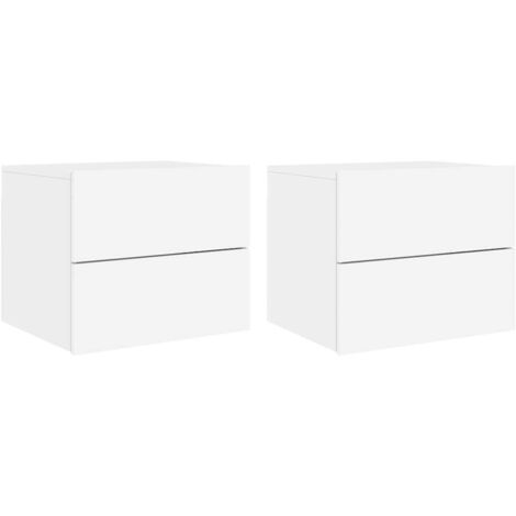 Mesitas de noche de pared con luces LED 2 unidades blanco vidaXL