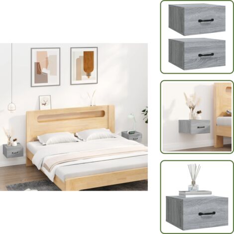 Mesitas de noche de pared - vidaXL Mesitas de noche de pared 2 uds color gris Sonoma 35x35x20 cm - Mesitas de noche flotantes