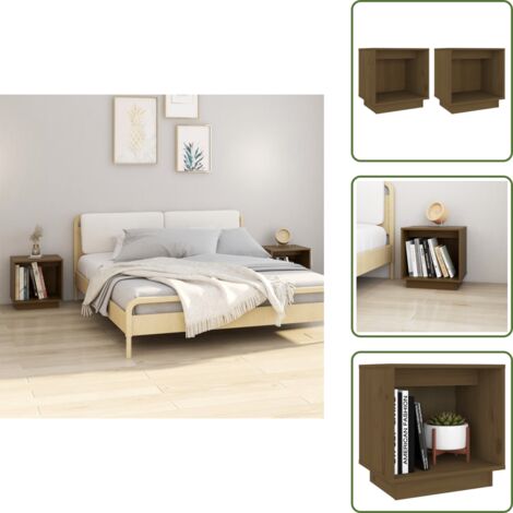 Mesitas de noche de pino - vidaXL Mesitas de noche 2 uds madera de pino marrón miel 40x30x40 cm -