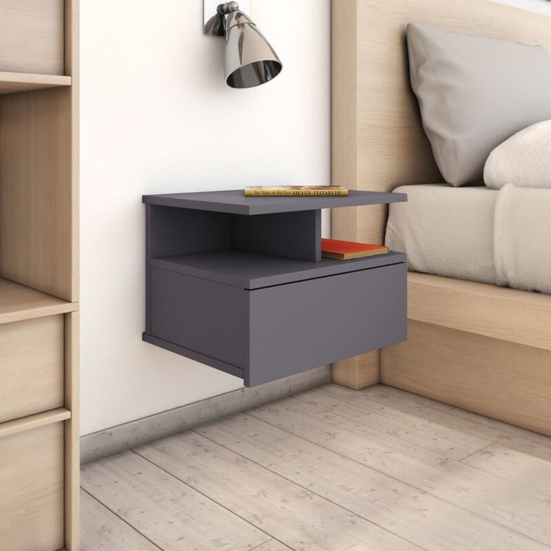 

Mesitas de noche flotantes 2 uds aglomerado gris 40x31x27 cm - Gris