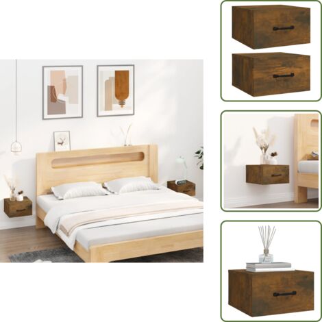 Mesitas de noche flotantes - vidaXL Mesitas de noche de pared 2 uds roble ahumado 35x35x20 cm - Mesitas de noche para pared