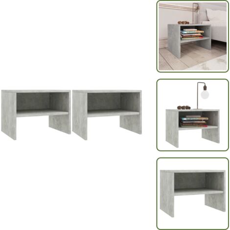 Mesitas de noche gris hormigón - vidaXL Mesitas de noche 2 uds madera contrachapada hormigón 40x30x30cm - Mesitas de noche con compartimento abierto