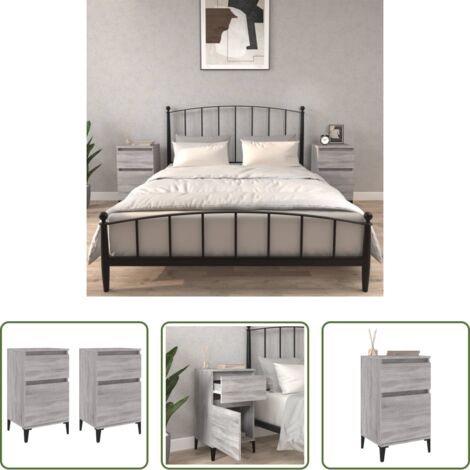 Mesitas de noche gris -  Mesitas de noche 2 uds color gris Sonoma 40x35x70 cm