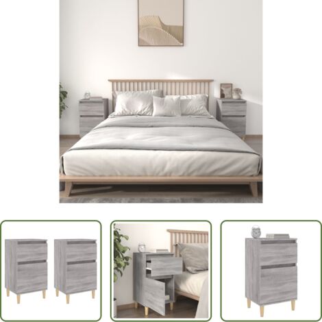 Mesitas de noche -  Mesitas de noche 2 uds color gris Sonoma 40x35x70 cm