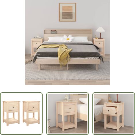 Mesitas de noche -  Mesitas de noche 2 uds madera maciza de pino 40x35x61,5 cm