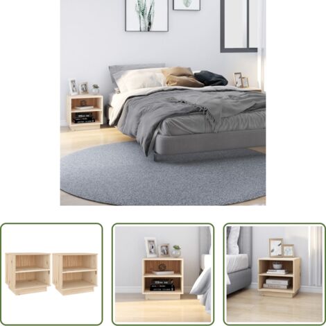 Mesitas de noche -  Mesitas de noche 2 unidades madera maciza de pino 40x34x40 cm