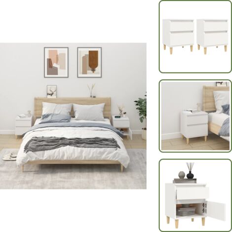 Mesitas de noche modernas - vidaXL Mesitas de noche 2 unidades color blanco 40x35x50 cm - Mesita de noche de madera