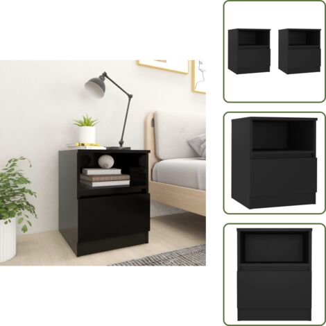 Mesitas de noche negras - vidaXL Mesitas de noche 2 uds madera contrachapada negro 40x40x50 cm - Mesitas de noche con cajón