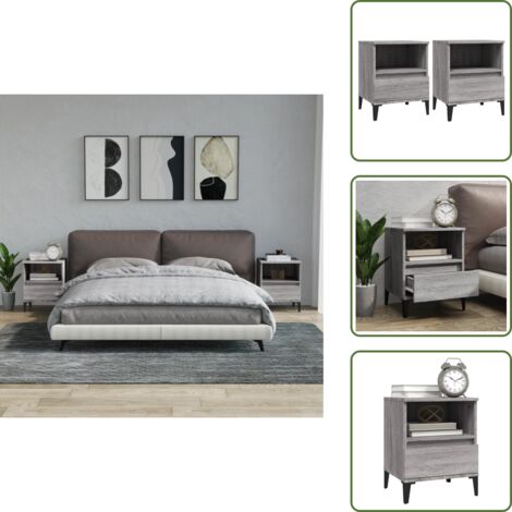 Mesitas de noche para dormitorio - vidaXL Mesitas de noche 2 unidades gris Sonoma 40x35x50 cm - Mesitas de noche con cajón