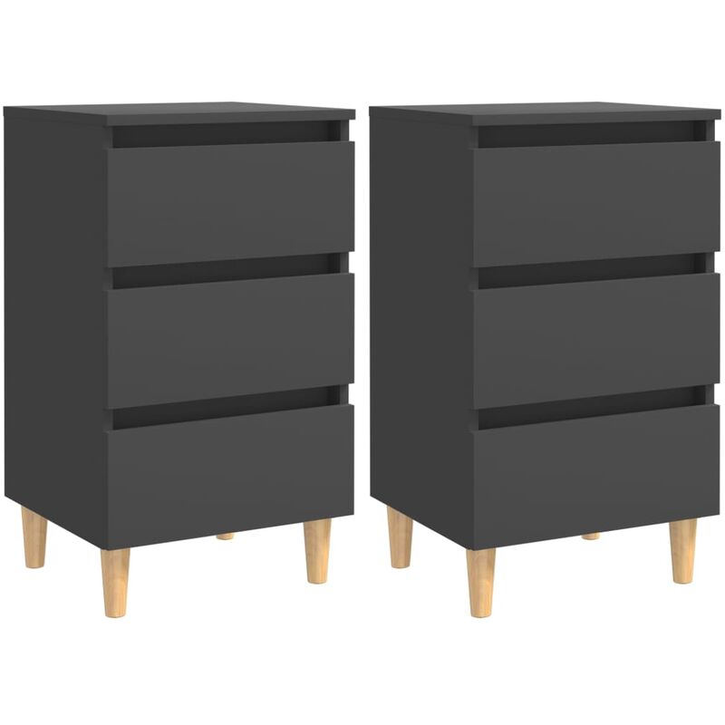 

Mesitas de noche patas madera maciza gris 2 uds 40x35x69 cm