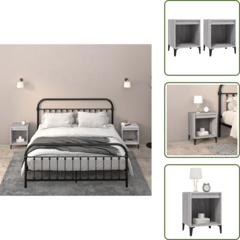Mesitas de noche Sonoma - vidaXL Mesitas de noche 2 unidades gris Sonoma 40x35x50 cm - Mesitas de noche para dormitorio